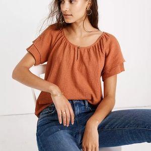 Madewell texture and thread top tiered sleeve top